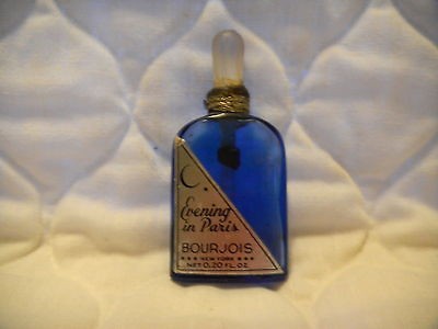 VINTAGE PERFUME BOTTLE EVENING IN PARIS BOUR JOIS NEW YORK COBALT BLUE 