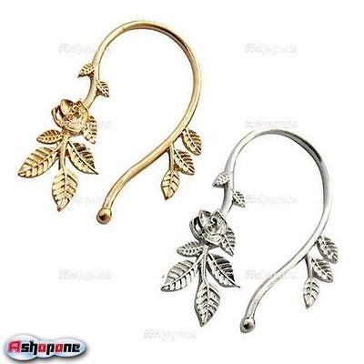   Punk Gothic Flower Vine Leaf Ear Cuff Ear Wrap Earring Non Piercing