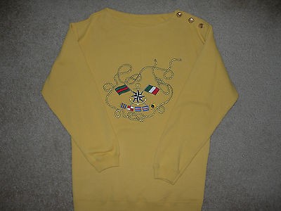 Vintage Gucci Unisex Nautical Yellow Button Shouldered Embroidered 