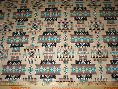 SOUTHWESTERN NATIVE INDIAN AZTEC BLANKET BEIGE~ELIZABET​HS STUDIO 