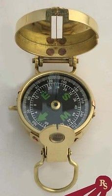 brass pocket compass lensatic hiking navigational  