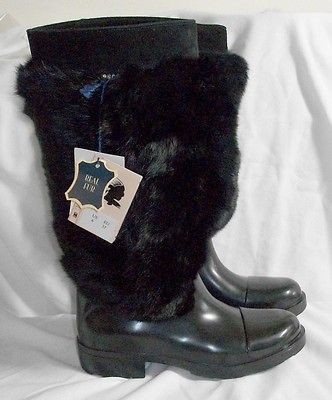 OSCAR SPORT BRENDA WOMENS SNOW RAIN ITALIAN MINK BOOTS BLACK EU 37 US 