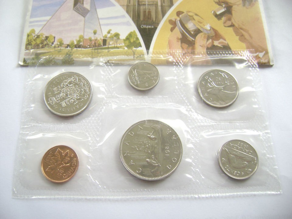 1981 CANADIAN UNCIRCULATED PROOFLIKE 6 COIN SET OTTAWA ROYAL MINT