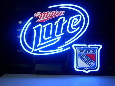 NEW NEW YORK RANGERS MILLER LITE BEER LAGER REAL NEON LIGHT BAR PUB 