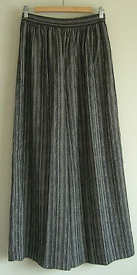 VINTAGE WIDE LEG PALAZZO PANTS LOOSE FLOWY BLACK WHITE TRIBAL ETHNIC 