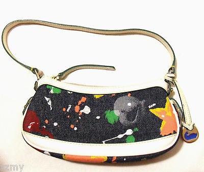 Dooney & Bourke Painted Denim Canvas Mini Top Zip Shoulder Handbag