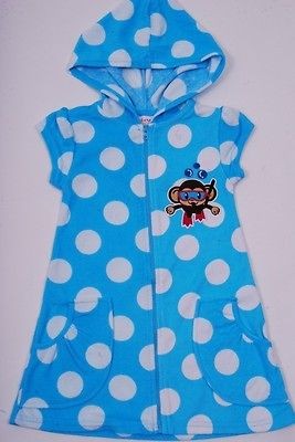 New St. Eve Girls Hooded Swim/Beach Cover Up Dress in Aqua Blue