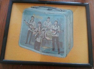 VINTAGE FRAMED TSHIRT BEATLES LUNCHBOX MEMORABILIA COLLECTIBLE