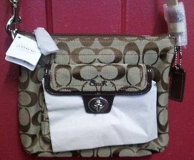 NWT~COACH Signature Khaki Penelope Messenger Swing Pack CrossBody Bag 