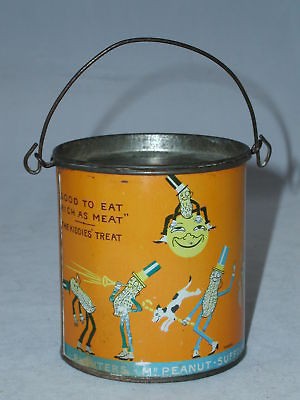 RARE PLANTERS PEANUT BUTTER TIN 1920s TINDECO ADVERTISING VINTAGE 