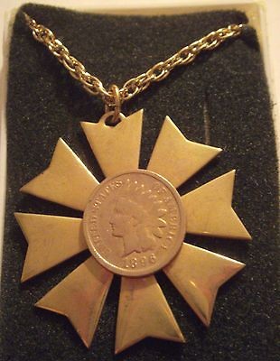 necklace and chain with a 1896 plated indian head penny