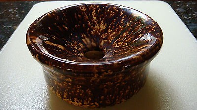 Vintage Ceramic Spittoon Cuspidor Mottled Brown, Designed to Sit on 