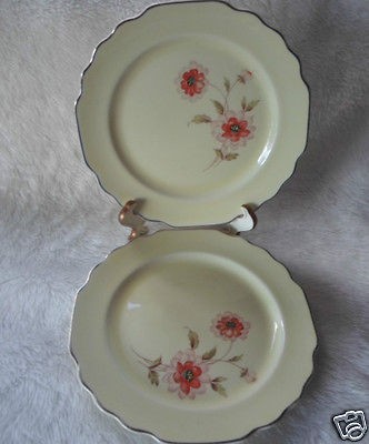 George Lido Canarytone169A Dinner Plates Pink & Orange Flower