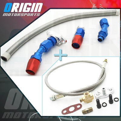 Universal Turbo Oil Feed + Return Line Kit COMBO For T3/T4 T04E T70 