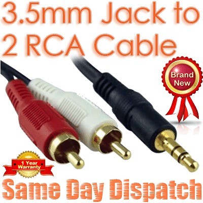 5mm Stereo Audio Jack to 2x Twin M RCA Cable 1M 1.5M 2M 3M 5M 7M 10M 