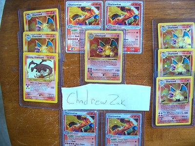 POKEMON Ultra Rare 10 Card Lot+Charizard ex+1st edition+holos+​lugia 