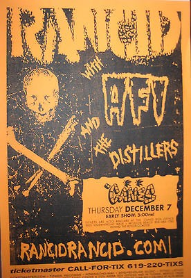 RANCID CONCERT POSTER + HANDBILL with AFI & THE DISTILLERS CANES San 