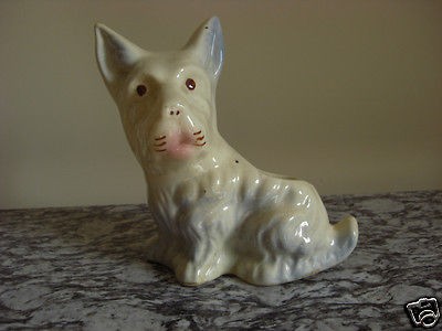 planter vintage scottish terrier dog painted face body time left