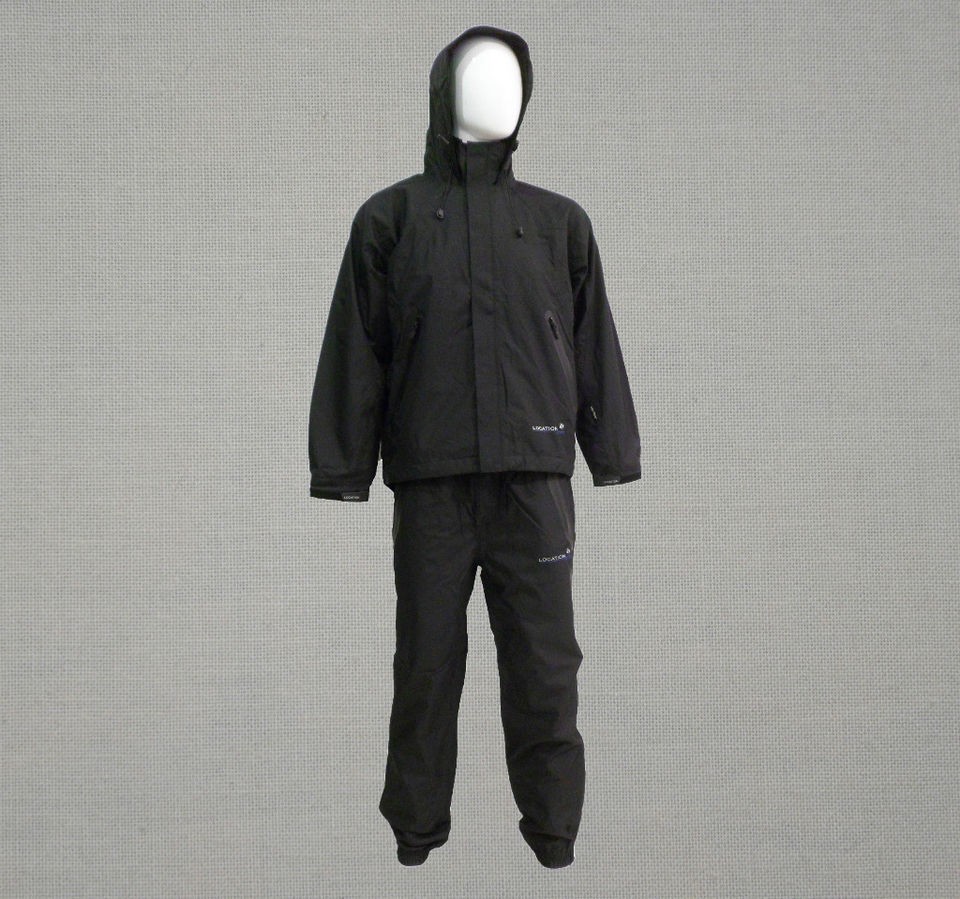 NEW MENS LOCATION BLACK OUTDOOR WATERPROOF TRACKSUIT JACKET 