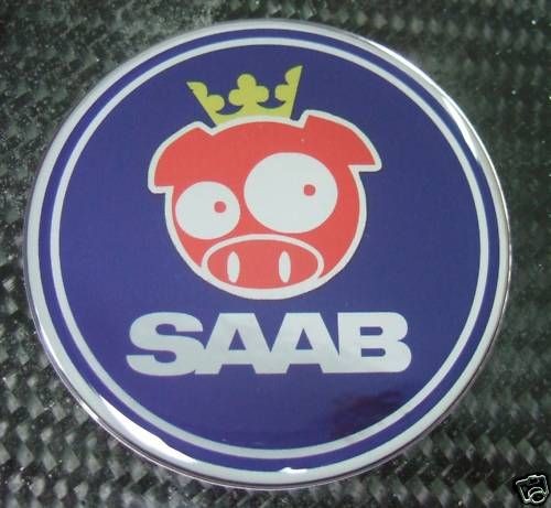 saab rally pig blue emblem decal 93 9