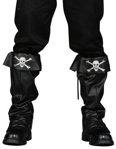 halloween costume mens black skull pirate boot covers