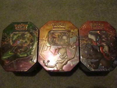 POKEMON 2012 Black and White TINS Set PROMO 4 PACKS Mewtwo Rayquaza 