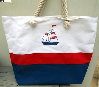 Sailboat Canvas Bag Beach Nautical Gym Tote Carry All Shopping Travel