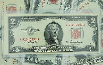   1953 & 1963 $2 NOTE VF EF GRADE CURRENCY w/ BCW HOLDERS TWO