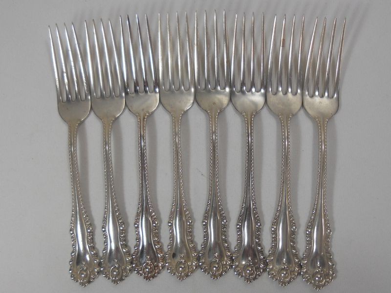 birks silver gadroon sterling set of 8 dinner forks from