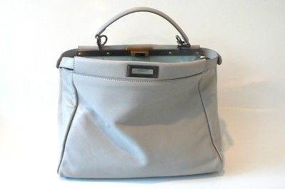 rare fendi peekaboo large purse bag grey kid leather