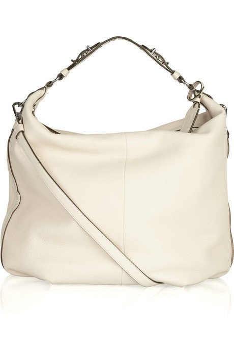 Reed Krakoff Winter White Soft Leather Cadet II Grommet Hobo Shoulder 