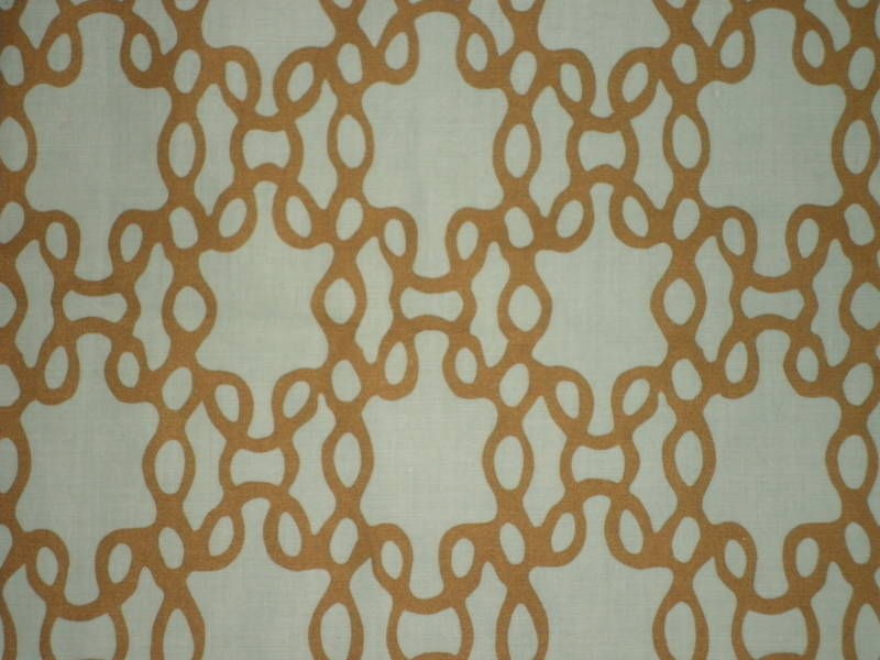 RAOUL TEXTILES Floating Links Linen Green Gold Hand Blocked 1yd+