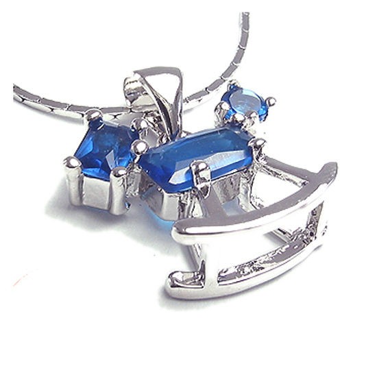 C8 ROCKING CHAIR HORSE KIDS BLUE SAPPHIRE PENDANT NECKLACE 1168BLU