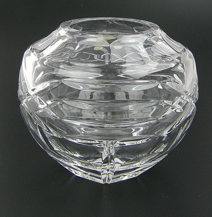 Rogaska Crystal Rose Bowl Cut Criss Cross Horizontal Yugoslavia