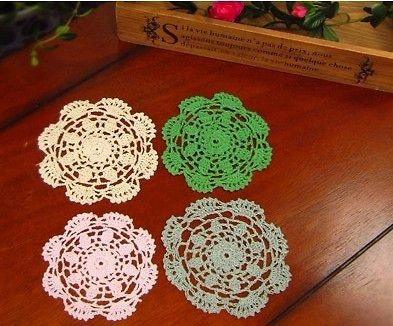 handmade crochet 3d cotton doily 14cm round tablecloth cup mat