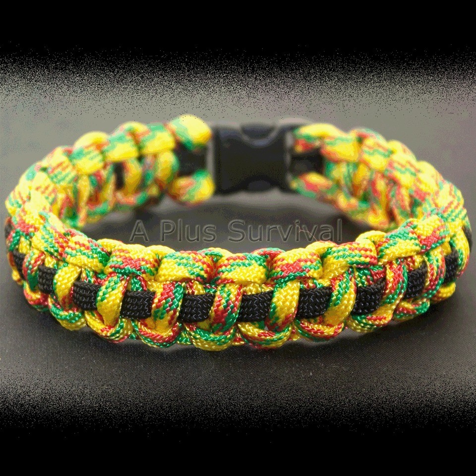 Vietnam Vet Black Stripe Paracord Emergency Rope Survival Bracelet 