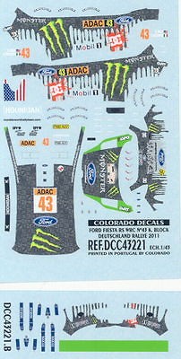 Colorado Decals 1/43 FORD FIESTA RS WRC #43 K. BLOCK 2011 DEUTSCHLAND 