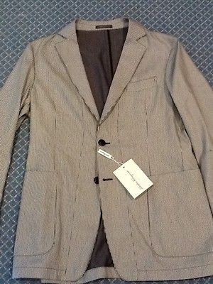 salvatore ferragamo blue silver mens sportcoat nwt 50e