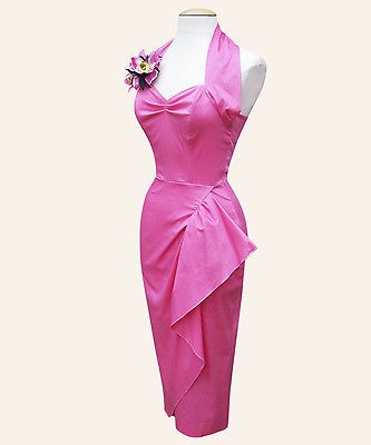 vivien of holloway 50s pin up style pink sarong dress