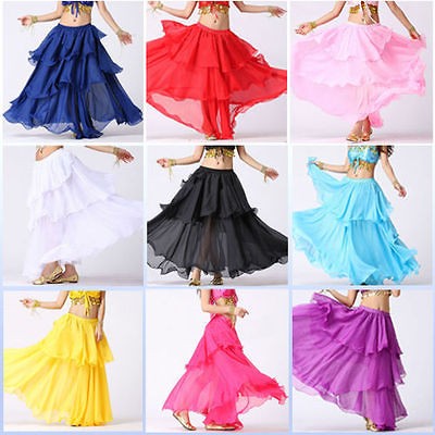 Hot New Dancing Costumes Belly Dance Spiral Skirt 3 layers circle 9 