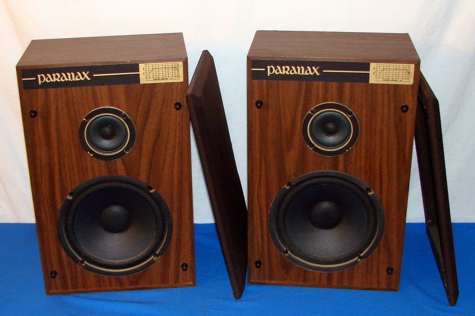 SUPER RARE vintage SET of 2 PARALLAX Model 1720 STEREO SPEAKERS