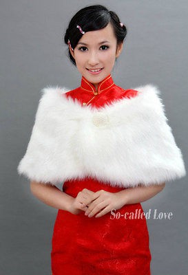   Fur Pearl Shrug Cape Stole Wrap Wedding Bridal Special Occasion Shawl