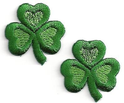 Shamrocks, Green Shades (2) Iron On Embroidered Applique/St. Patricks 