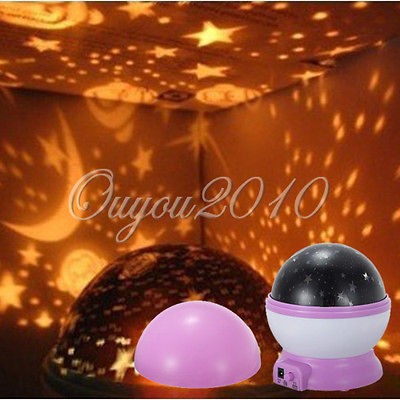 Rotation Star Starry Sky Moon Romantic Room Light Lamp Night Projector 