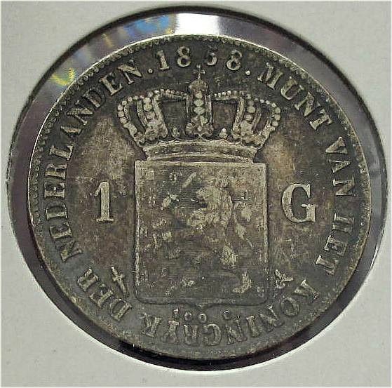 netherlands silver thaler crown 2 x 1 gulden 1858 63