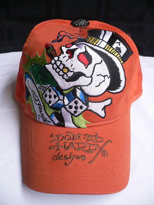   SUMMER MEN ED HARDY ORANGE EMBROIDERY CAP SMOKING BRAD SKULL HAT LKS