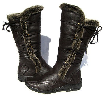 Womens BOOTS Knee High DM3 Winter Fur Lined Snow Black shoe Ladies 