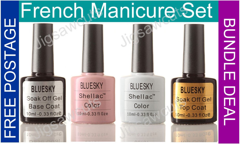   MANICURE SET NAIL POLISH KIT 4 BOTTLE BLUESKY SHELLAC Varnish UV GEL