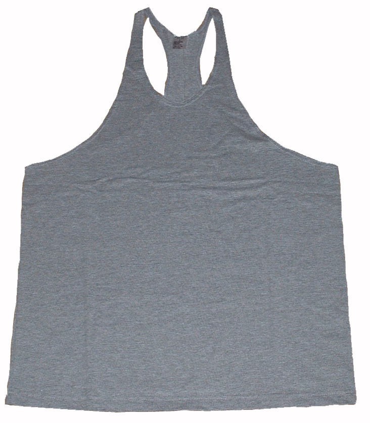 BODYBUILDING SPORT MUSCLE Y BACK STRINGER VEST PLAIN GREY IN SIZES S 