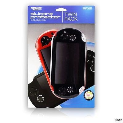   Black Red Silicone Protector Case 2 Pack (Komodo) NEW PSP Twin Fitted